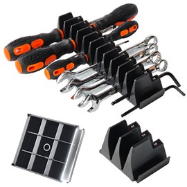 Wrench Organizer for Tool Box & Drawer, Reinforced Anti-Slip Toolbox Organizer System, Universal Tool Organizers and Storage for Wrenches & Screwdrivers (Metric & SAE Labels, Black, 42PC)