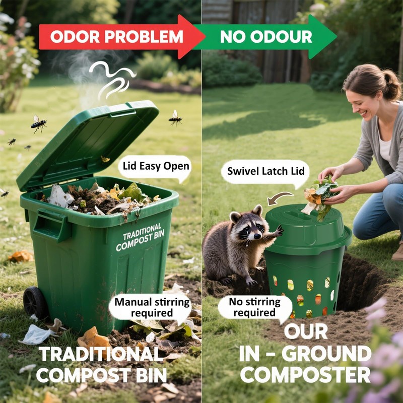 HCGADON 2-Pack InGround Compost Bin for Garden Beds, 8L Worm