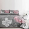 Anibedding 3Pieces King Size Floral Printed Quilt Set, Pink Boho