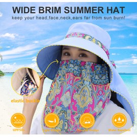 Women Sun Protection Hat Ponytail Neck Face Flap Cover Garden Summer Hats Travel Outdoor Fishing Visor Cap Chin Cord Sports M9099-tianlan
