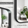 Minuover Black Metal Framed Bathroom Mirror for Wall, Large Brushed