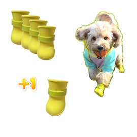 Ultra Soft Waterproof & Dirt-Resistant Yellow Dog Boots by Quality Life Hack (Plus One Free) - Size Medium