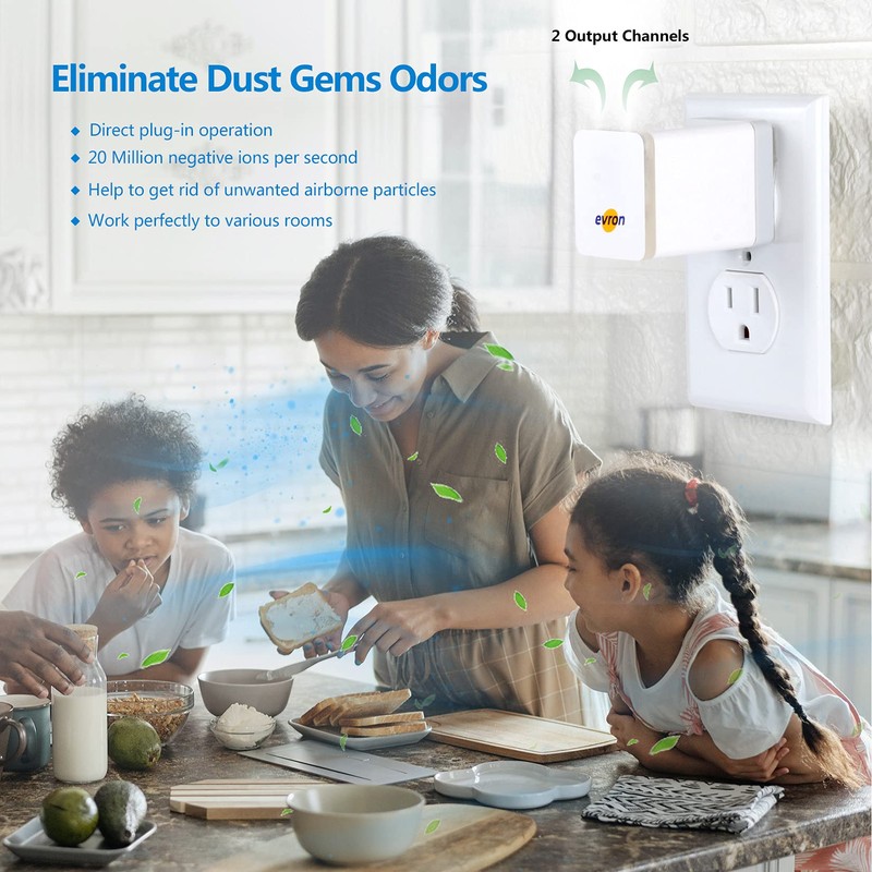 evron Plug-In Air Ionizer for Home & Travel, 20 Million