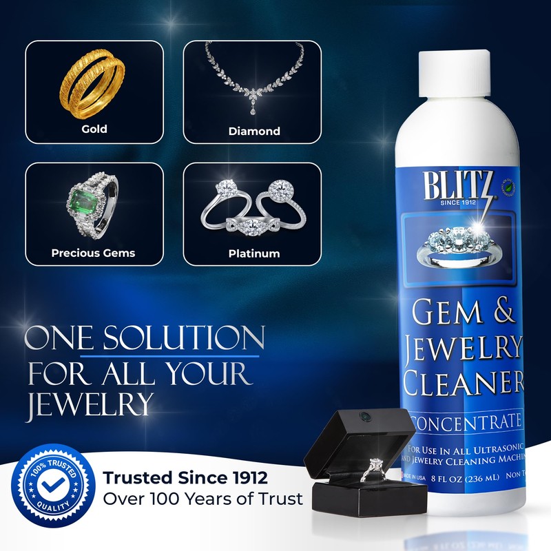 Blitz Gem & Jewelry Cleaner Liquid Concentrate for Gold, Silver,