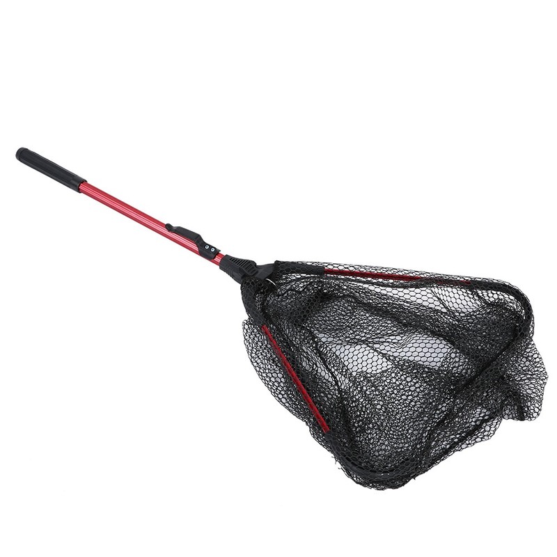 Portable Aluminum Alloy Foldng Fishing Landing Net Pole Plastic Handle