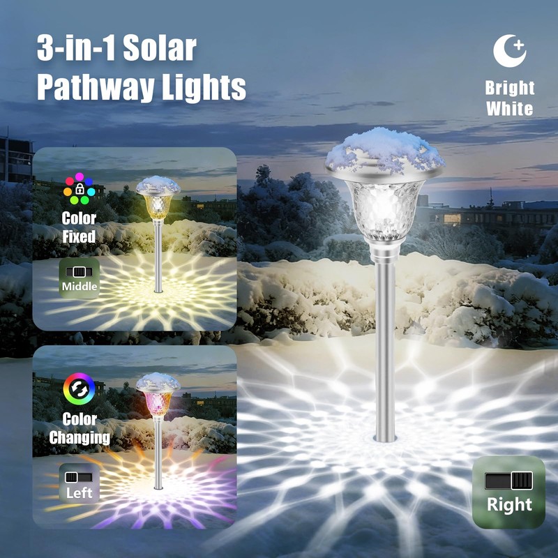 Beau Jardin 4 Pack Solar Pathway Lights Outdoor Stainless Steel