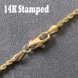 rapmoven 14k Real Yellow Gold Solid Rope Chain Necklace with Lobster Claw Clasp, Jewelry Gift for Women/Men, 2.5 mm Width, 16 inch Length