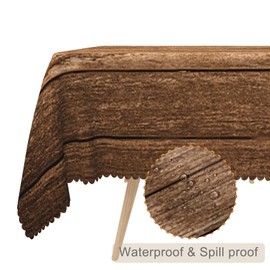 TTQYFNM 54x70inches Vintage Brown Wood Grain Tablecloths Rustic Wooden Texture Rectangle Table Cloth Farmhouse Style Fabric Table Cover for Kitchen Dining Room Western Barn Themed Party Decorations