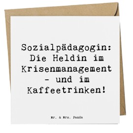 Mr. & Mrs. Panda Deluxe Karte Spruch Sozialpädagogin - Geschenk, Geschenke für Berufstätige, soziale Arbeit, Geschenke mit Herz, Hochwertige