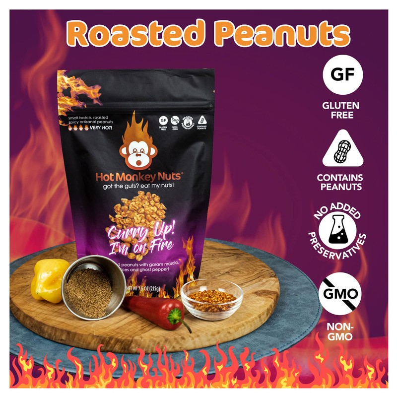 Hot Monkey Nuts Spicy Artisanal Peanuts | 3-Pack Spiciest Peanuts