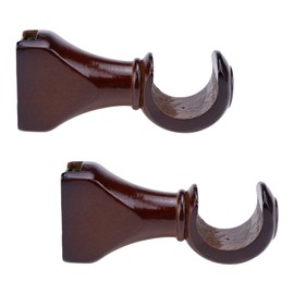 HEVSTIL 2-Pack Wood Curtain Rod Brackets,Return End Brackets for 1-2/5" Pole for Curtain Rods, Wall Mount,Brown