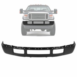 KUAFU Front Bumper Face Bar Compatible with 2005-2007 Ford F-250 F-350 Super Duty Excursion Replacement for 5C3Z17757CAA FO1002393 Bumper Impact Bar W/O Fender Flare Holes Steel Powder Coated Black