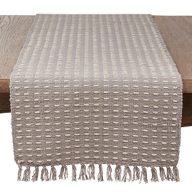 SARO LIFESTYLE Dashed Woven Table Runner, 16"x108", Grey