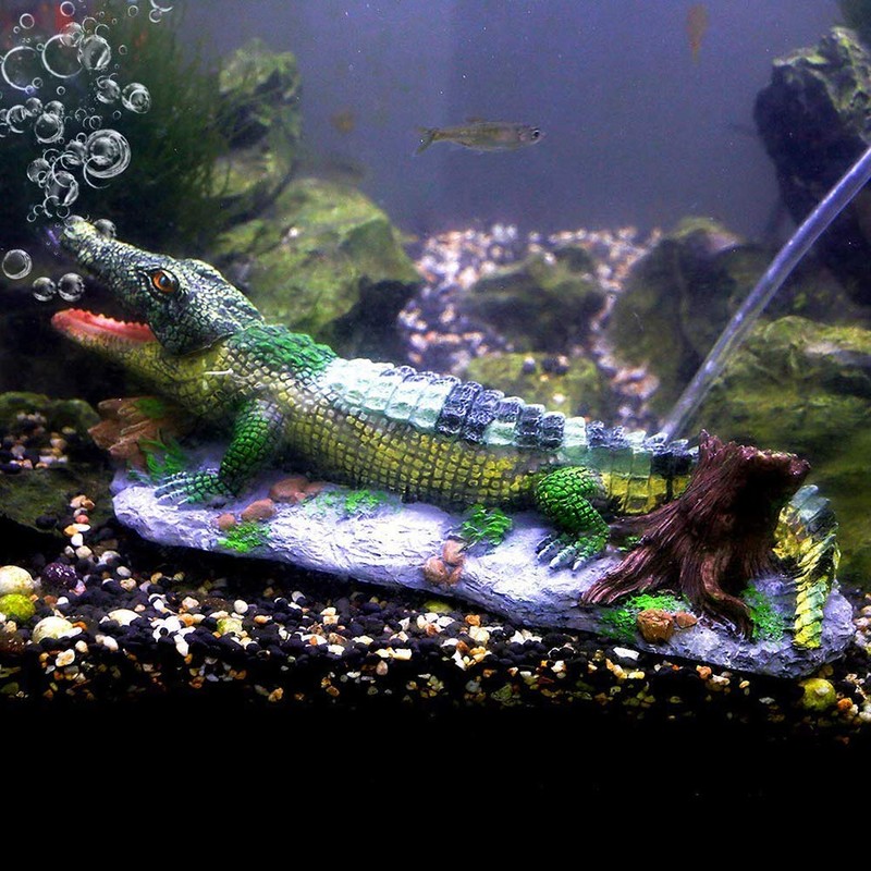 SLOCME Aquarium Alligator Air Bubbler Decorations - Aerating Action Crocodile