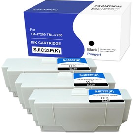 Yongairuink Compatible SJIC33P SJIC33P (K) Cartridges for EPNTMJ 7700 TMJ 7200 TM-J7700 TM-J7200 TMJ7700 TMJ7200 Printer (3 BK)