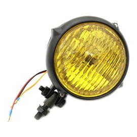 Meliore General Purpose 4.5" Bate Light Vintage Headlight Harley American Chopper Dragster Villago Steed Reble Magna Black Yellow Lens