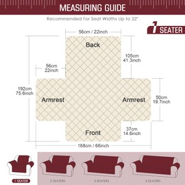 TAOCOCO Sofa Covers,1 Seater Sofa Slipcovers,Non Slip Sofa Covers,Settee Covers,Sofa Protectors from Pets,Washable Sofa Covers for Dogs(Red)