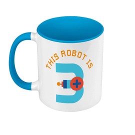 Tasse in Premium-Qualität, Blau – This Robot is 3 Celebration Birthday Party Gift Mechanic Machine – Tasse mit Henkel und farbigem Innenfutter