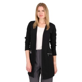 Malito 6041 Women's Long Sleeve Casual Blazer - Open Elegant Stretch Blazer - Soft & Figure-Hugging - Business Long Blazer, black, L