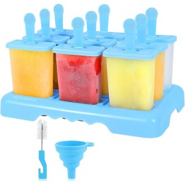 Alinana 9 Cavities Popsicles Molds, Without BPA Popsicle Molds with Built-in Popsicle