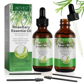 2 Pack Rosemary Oil for Hair and Skin Care, 100% Natural Pure Essential Rosemary Oil for Eyebrows and Eyelashes, Nourishes the Scalp, Aromatherapy and DIY, Men and Women, 60 ml x 2