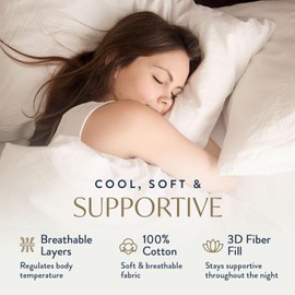 Digital Decor 100% Cotton Luxury Hotel Pillows King Size Set of 2, Cooling Down Alternative Bed Pillows for Sleeping, Hypoallergenic Soft Supportive Pillows for Side & Back, Made in USA, 36" x 20"