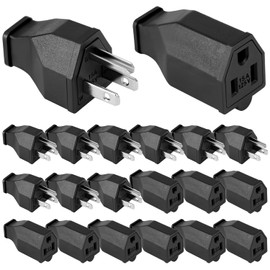 QWORK 20 Pieces Extension Cord Plug Replacement Set – Includes 10 Male & 10 Female Ends, 125V 15A, NEMA 5-15 Rated