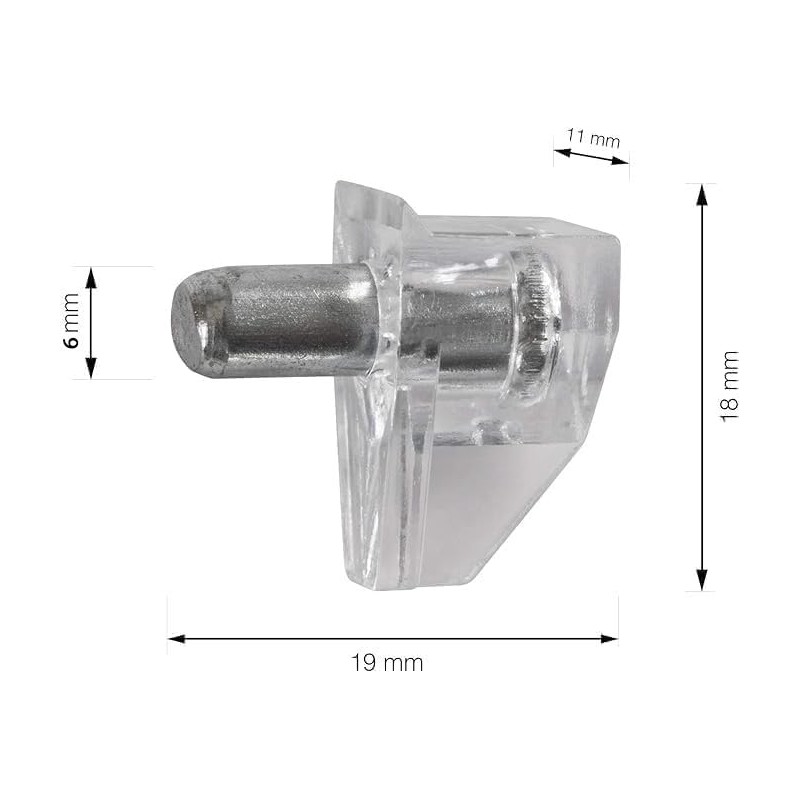 Pack of 20 Shelf Support 6 mm Plastic Transparent with