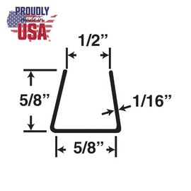 Outwater Plastics White 5/8'' Styrene Plastic U-Channel/C-Channel 36 Inch Lengths (Pack of 4)