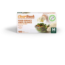 Medline Clear-Touch Disposable Food Service Vinyl Gloves, Latex and Powder Free, Medium, 300 Count