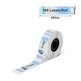 Phomemo D30 Label Tape Color Holographic, Black on Silver Rainbow Thermal Printer Sticker Labels Paper Self-Adhesive Label Maker Tape, 12 x 40 mm (0.47 x 1.57 Inch) 160 Tapes/Roll, 1-Roll