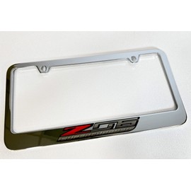 Eurosport Daytona- Compatible with 2014-2019, Corvette C7 Z06 Supercharged Logo Chrome License Plate Frame