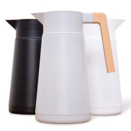 Hastings Collective Thermal Coffee Carafe 68 Oz - Large Stainless Steel Insulated Carafe - 2 Liter Double Walled Vacuum Thermos Coffee and Beverage Dispenser with Tea Infuser and Strainer (Gray)