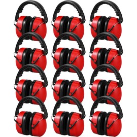 Copkim 12 Pcs Hearing Protection Ear Muffs NRR 28dB Noise Reduction Headphones Shooting Ear Protection Earmuffs(Red)