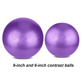 MOMPLUS 6 Inch Exercise Pilates Mini Yoga Balls Barre for Home Stability Squishy Training Physical Therapy Improves Balance Core Strength Comes with Pump(Purple, 6 Inch)