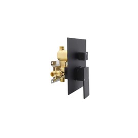 Drettyer 2 Way Outlet Function Solid Brass Shower Diverter Valve Mixer Rough-In Shower Handle Valve Kit Replacement in Matte Black