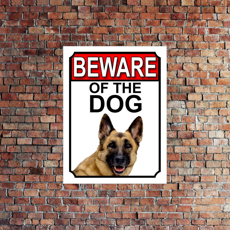 SHAWPRINT BEWARE OF THE DOG METAL GATE SIGN GERMAN SHEPHERD