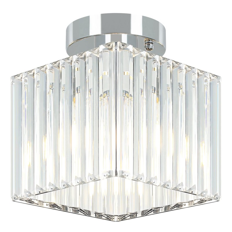 GZBEINI 2-Pack Crystal Semi Flush Mount Ceiling Light, Modern Chrome