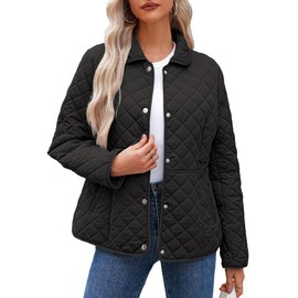 Dokotoo Womens Cropped Fashion Oversized Quilted Jackets for Women 2024 Trendy Puffer Jacket Padded Long Sleeve Button Down Warm Winter Coats with Pockets Black XX-Large