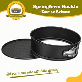 HIWARE 10 Inch Non-stick Springform Pan with Removable Bottom/Leakproof Cheesecake Pan with 50 Pcs Parchment Paper