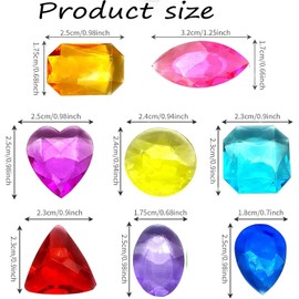 JCKD 100 pieces of acrylic children's diamonds, colorful crystal children's gemstones, colorful plastic diamonds, suitable for birthdays, weddings, vases, desktop decorations, pirate treasure hunts