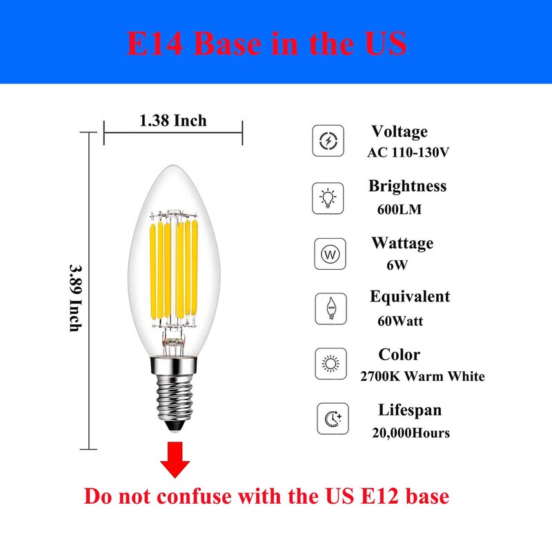 Beonllay E14 LED Bulb Dimmable 60W Equivalent 2700K Warm White,