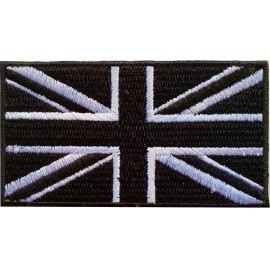 DEURA BLACK UK FLAG PATCH embroidered iron-on UNION JACK GB ENGLAND