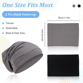 2 Packs Women Hijab Undercap Cotton Tube Cap Hijab Breathable Hijab Cap Underscarf Hijab Scarf for Women Muslim Headscarf Headwrap Black UnderCap for Hijab Underscarf Cap Hijab under caps for women