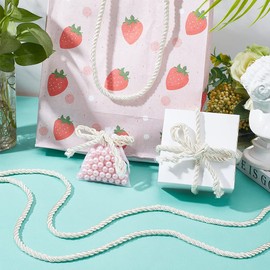 PH PandaHall 59 Feet Twine Cord Rope 5mm Twist Trim String 3 Braided Cord Thread Decorative Satin Polyester Thread for Home Decor Upholstery Curtain Tieback Honor Cord Graduation Cord, BlanchedAlmond