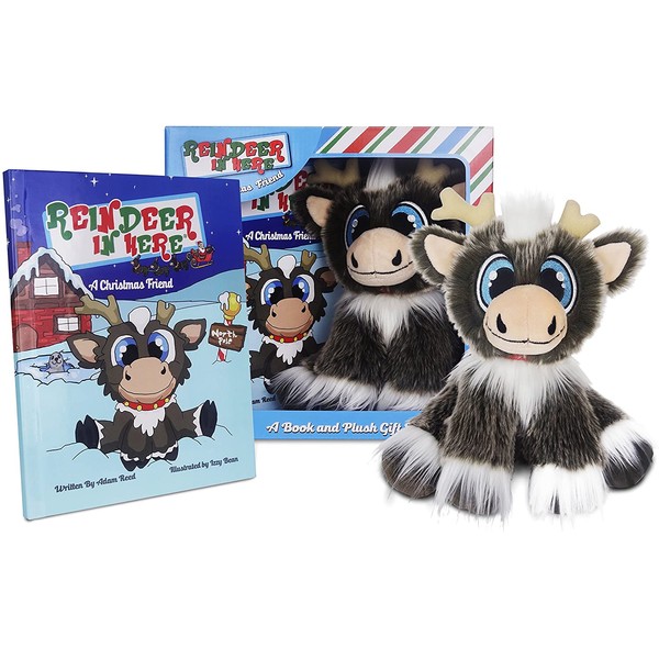 Reindeer In Here Book and Plush Gift Set, Book with Reindeer Plush Stuffed Animal, 8", The Most Awarded Christmas Tradition Brand