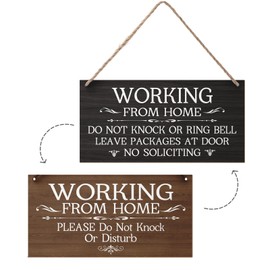 Funny Working from Home Sign for Front Door No Soliciting Signs for Home 12”x6” Do Not Knock or Disturb Door Hanger Rustic Wall Decorations Do Not Disturb Wood Hanging Plaque for Entryway Outside