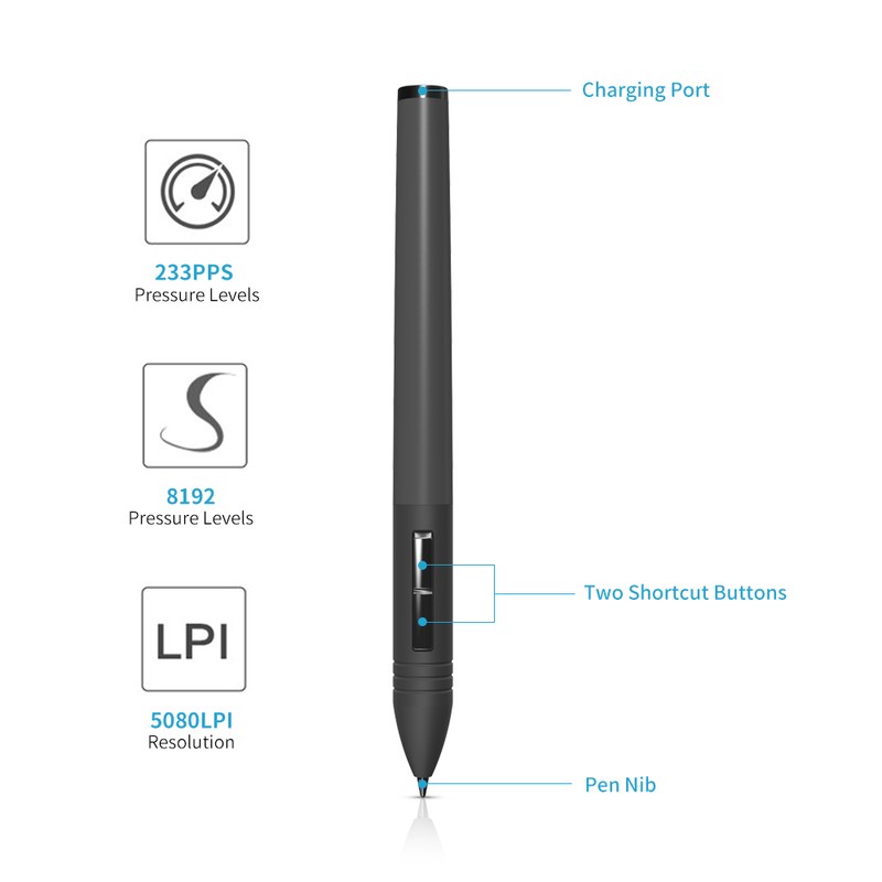 Huion PEN80 Rechargeable Digital Pen Electromagnetic Resonance Pen with 2