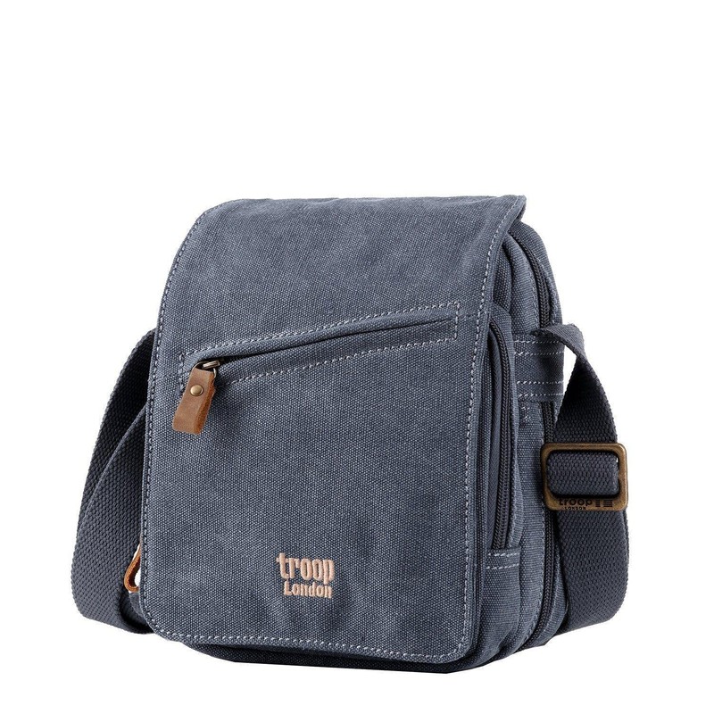 Troop London TRP0239 Classic Canvas Across Body Bag Khaki