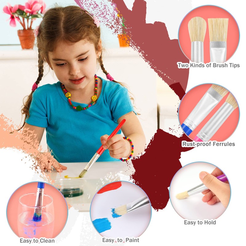 Paint Brushes for Kids, 16 Pcs Toddler Chubby Paint Brushes